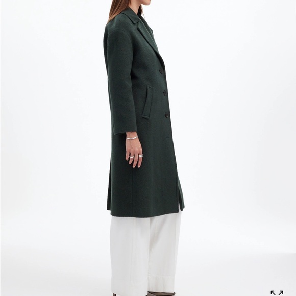 Women's Dark Green Wool Coat - Picture 4 of 10